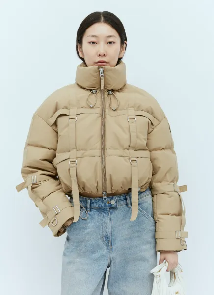 Strap Cropped Puffer Down Jacket