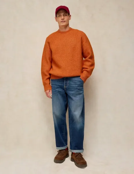 White Stuff Crew Neck Fisherman Jumper Orange