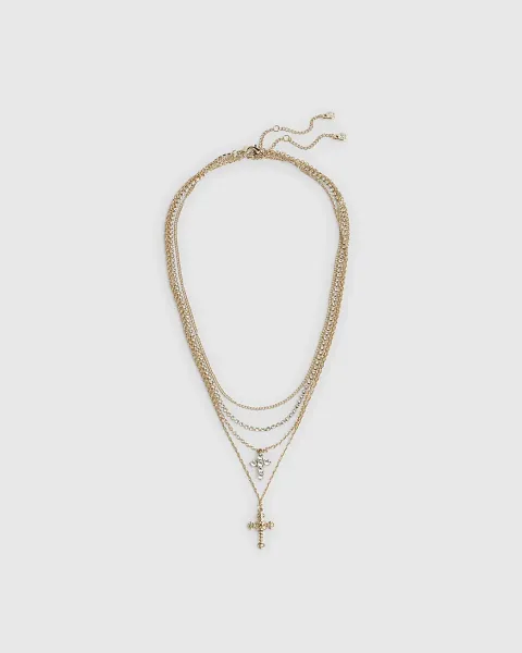 River Island Cross Layered Necklace