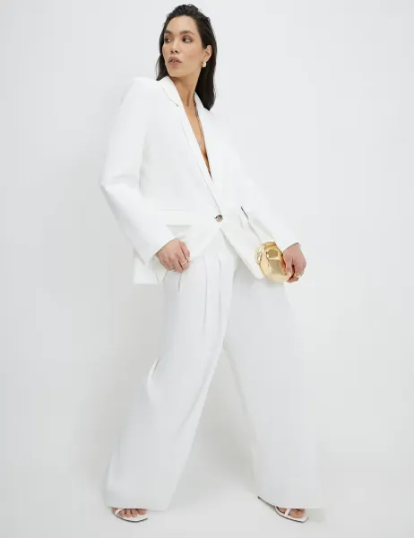 River Island Tailored Wide Leg Trousers White