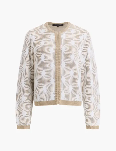French Connection Pure Cotton Textured Cardigan White Mix