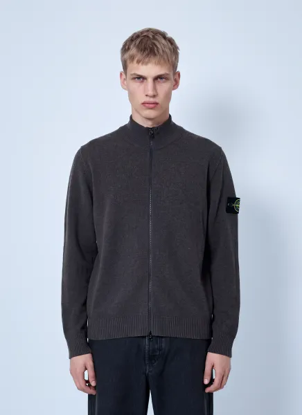 Stone Island Zip-Up Wool Cardigan