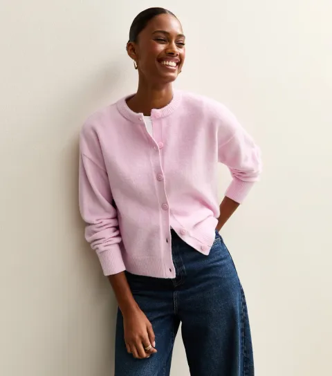 Women's Lilac Crew Neck Knit Cardigan