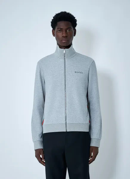 Web Motif Zip-Up Sweatshirt