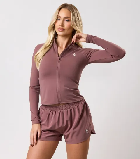 Women's Full Zip Funnel Neck Long Sleeve Top