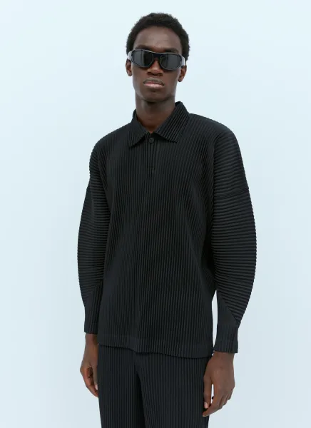 MC August Pleated Knit Polo Shirt