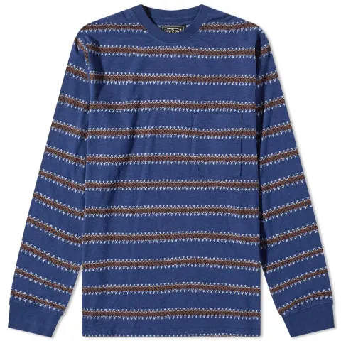 Long Sleeve Jacquard Stripe Pocket T-Shirt