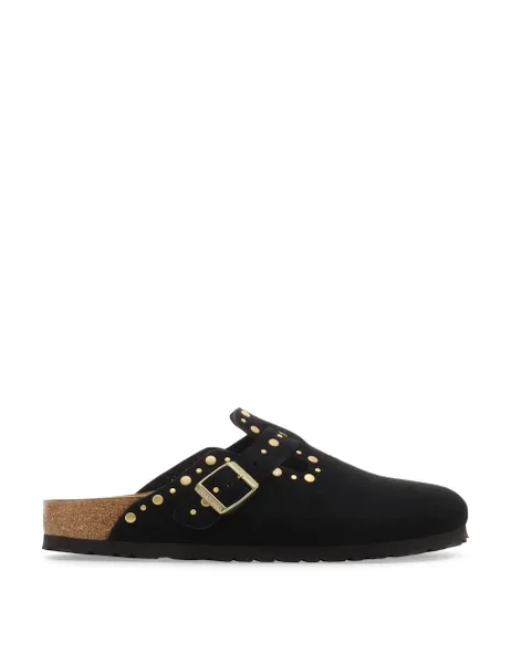 Boston Suede Rivet Footbed Clog Mules