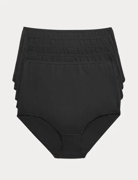 Marks & Spencer 5pk Pure Cotton Full Briefs Black