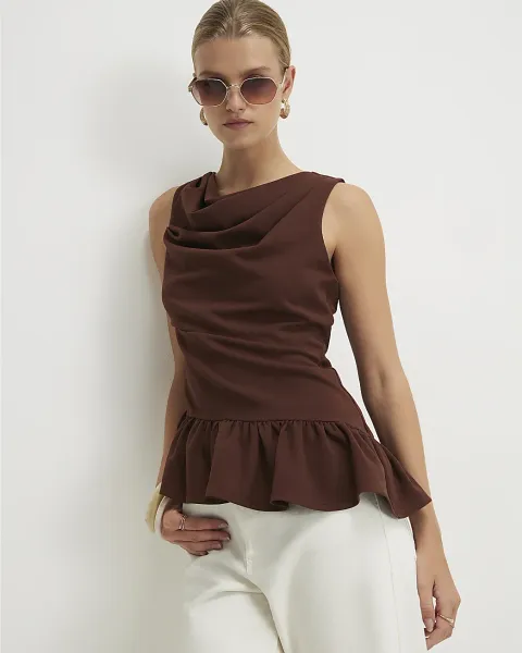 River Island Cowl Neck Peplum Top
