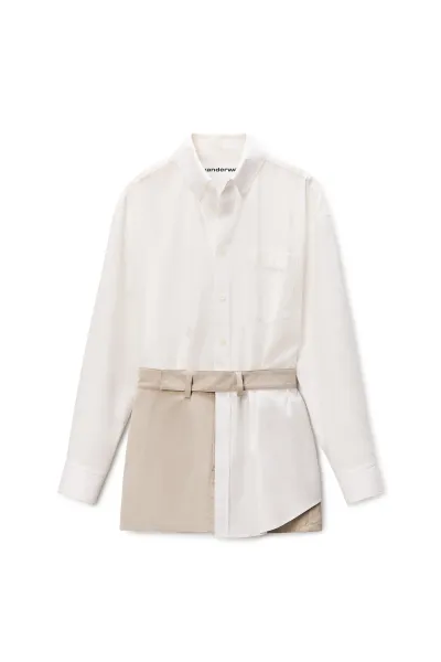 Layered Shirt Mini Dress with Tucked Detail