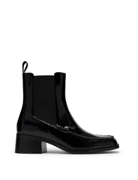 Clarks Patent Leather Block Heel Ankle Boots Black
