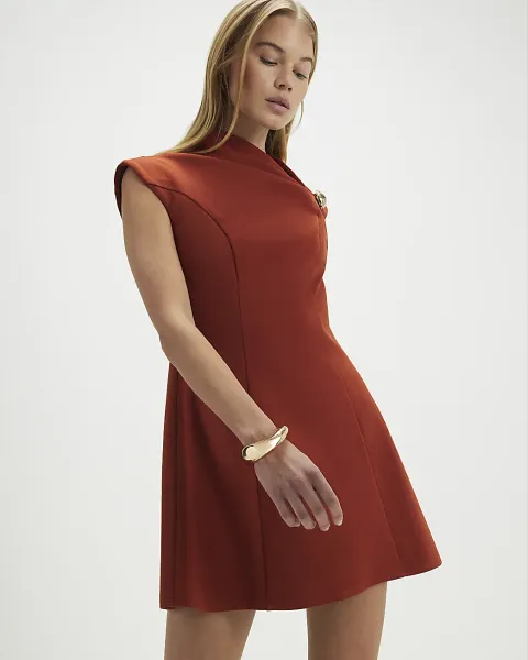 River Island Sleeveless Draped Neck Mini Dress