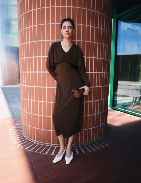 Marks & Spencer Jersey Cape Detail Midi Column Dress