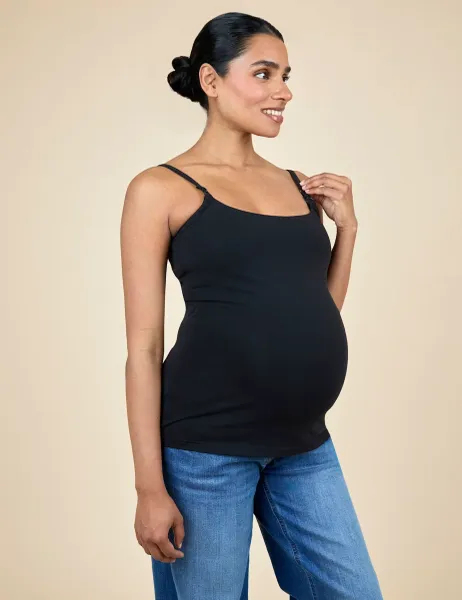 2 Pack Cotton Rich Maternity & Nursing Vests Black