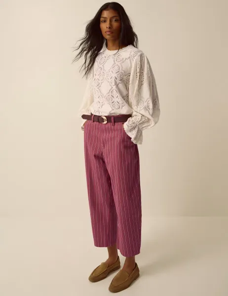 Monsoon Lace Round Neck Top Ivory