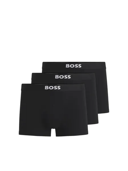Boss Three-pack of stretch-cotton trunks with logo