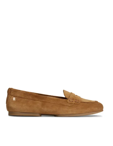 Tommy Hilfiger TH Flex Suede Slip On Ballerina Loafers Tan