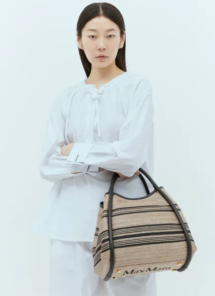 Jacquard Raffia-Effect Marine Handbag