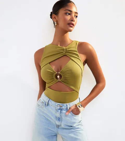 Women's Light Khaki Cut Out O Ring Body