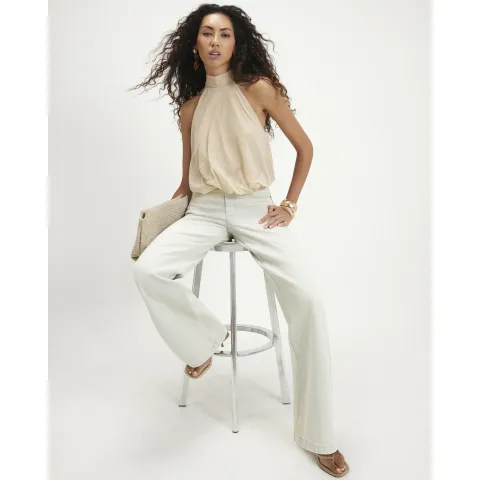 River Island Super Bleach Mid Rise Wide Leg Jeans