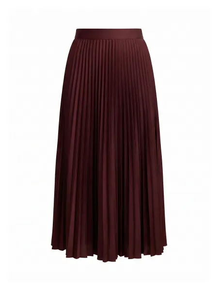 Forever New Ester Satin Pleated Skirt - Red Shiraz