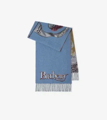 Knight Portrait Cashmere Scarf in Armour blue