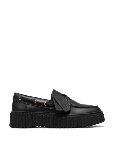 Clarks Leather Chunky Lace Up Boat Shoes Black