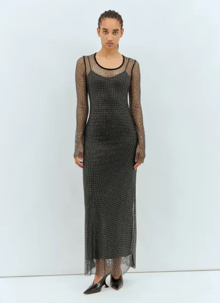 Rhinestone Tulle Maxi Dress