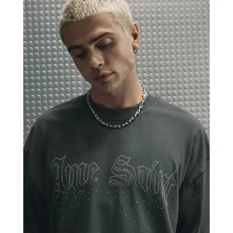 River Island Cotton Ame Saint Rhinestone T-Shirt