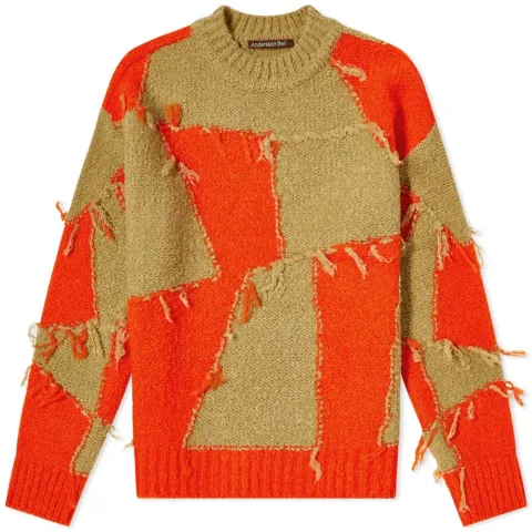Checkerboard Intarsia Crew Neck Jumper