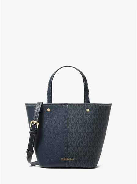 Michael Kors Flora Medium Signature Logo and Pebbled Leather Crossbody Bag