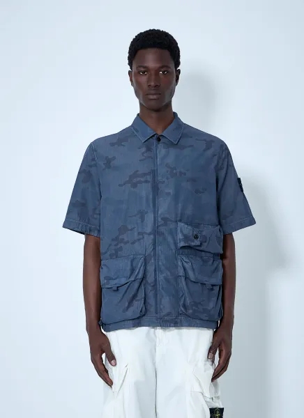 Short-Sleeve Overshirt with Flap Pockets
