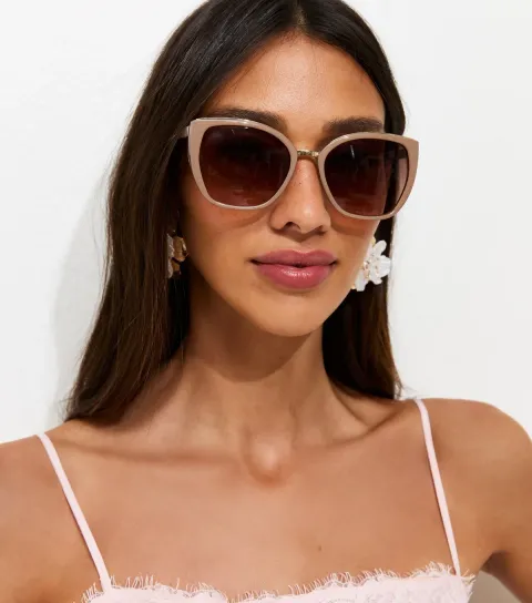 Mink Cateye Shape Gold Bridge Sunglasses
