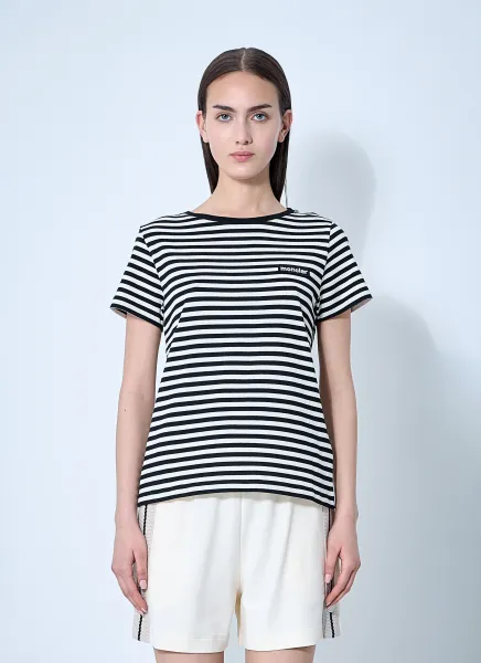 Striped Logo Motif T-Shirt