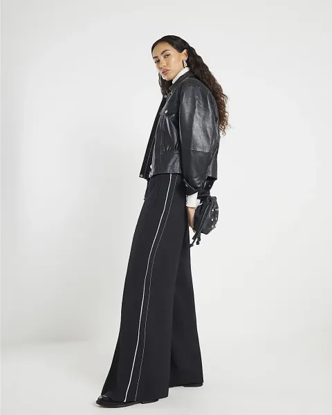 River Island Wide Leg Side Striped Joggers