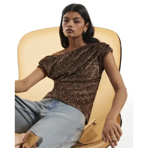 River Island Sequin Sleeveless Drape Top