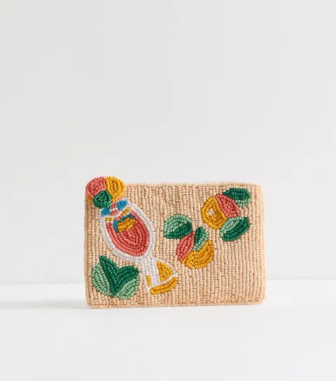 Orange Beaded Spritz Zip Purse
