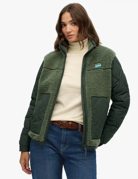 Superdry & Co Fleece Quilted Jacket Green