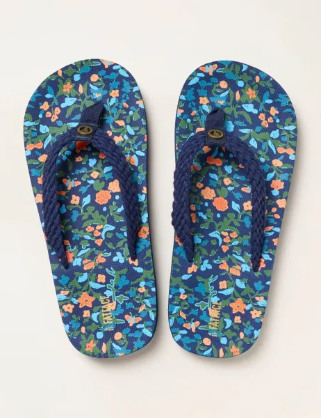 FatFace Floral Flat Flip Flops Navy Mix