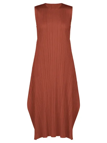 Pleats Please September Colors Dress Red Brown