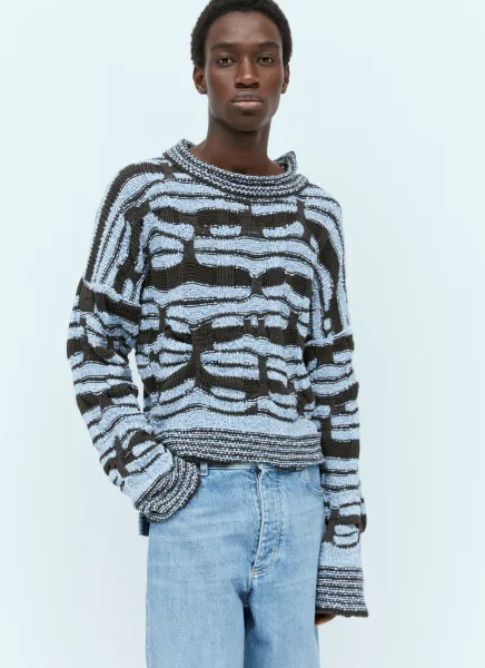 Distorted Stripe Cotton Sweater