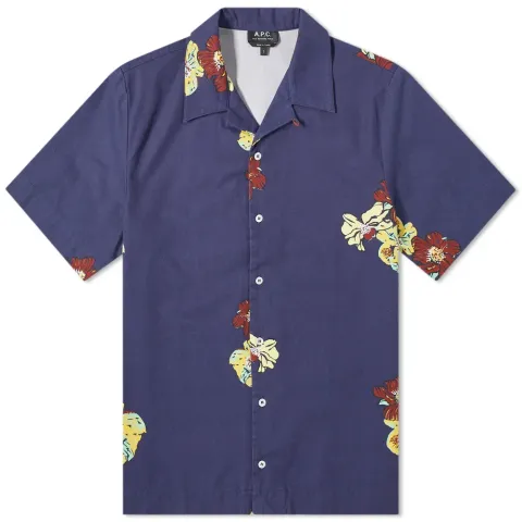 A.P.C. Louis Flower Print Short Sleeve Shirt