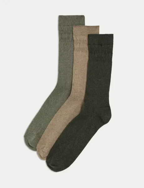 Marks & Spencer 3 Pack Gentle Grip Cool & Fresh Socks Green Mix