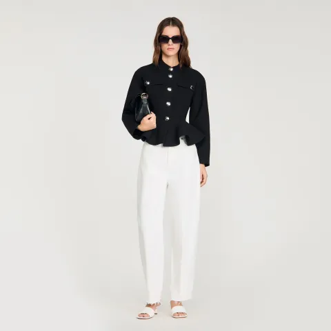Cropped ruffled peplum jacket