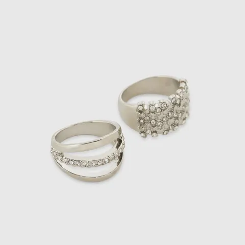 River Island Diamante Ring 2 Pack