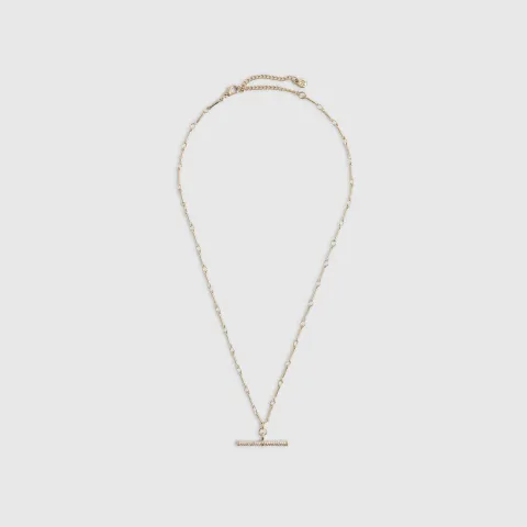 River Island Diamond Simulant T Bar Pendant Necklace