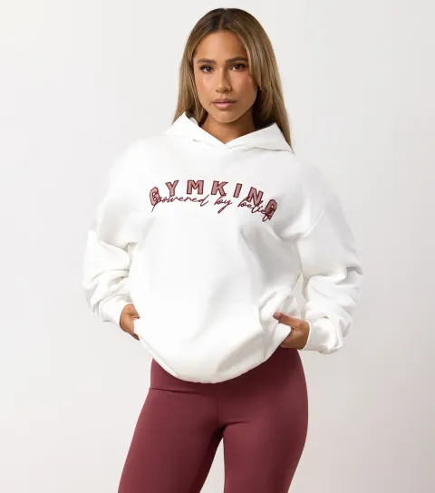 Women's Cream Powered By Belief Relaxed Fit Hoodie