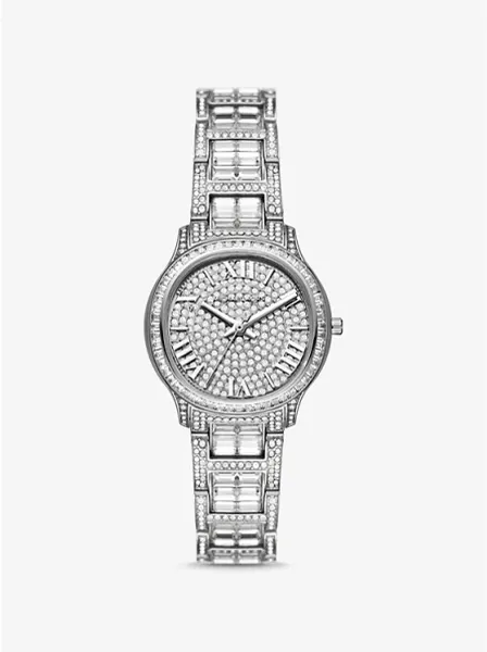 Michael Kors Limited-Edition Mini Sage Pavé Silver-Tone Watch