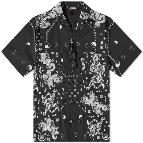 Bandana Print Tie Up Vacation Shirt